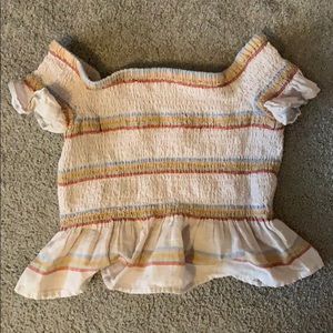 american eagle striped off the shoulder top